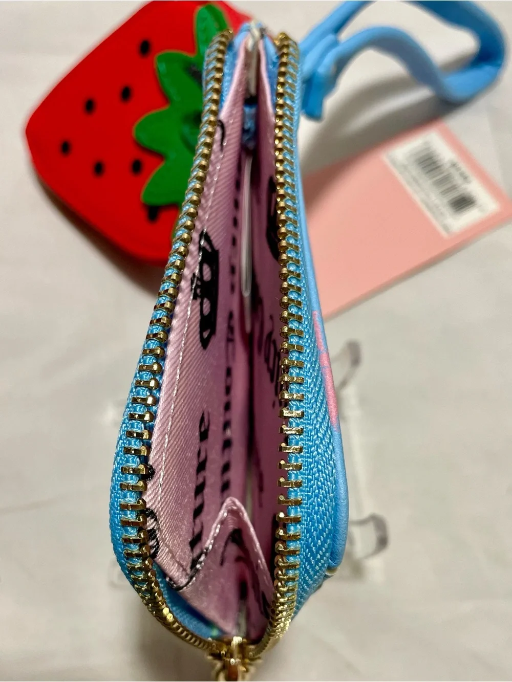 Juicy Couture Card Holder with Strawberry Zipper Pouch & Charms 🍓Exclusive Line